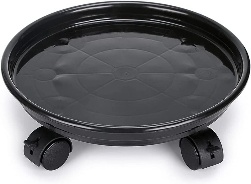HGLCM 2Pcs Plant Caddy,Planter Pot Mover, Plant Pot Pallet Dolly Caster with Universal Wheels, Round Movable Planter Dolly Trolley Tray Pallet Outdoor Indoor Tree Flower Stand Planter (11.8 inch+2pcs+black) - Image 4